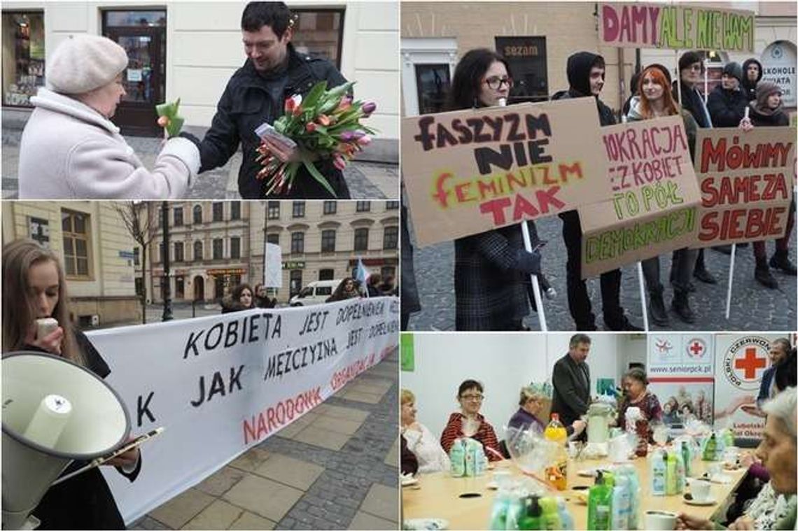 Manifestacje narodowców i partii Razem. Kwiaty od KOD, upominki od PCK