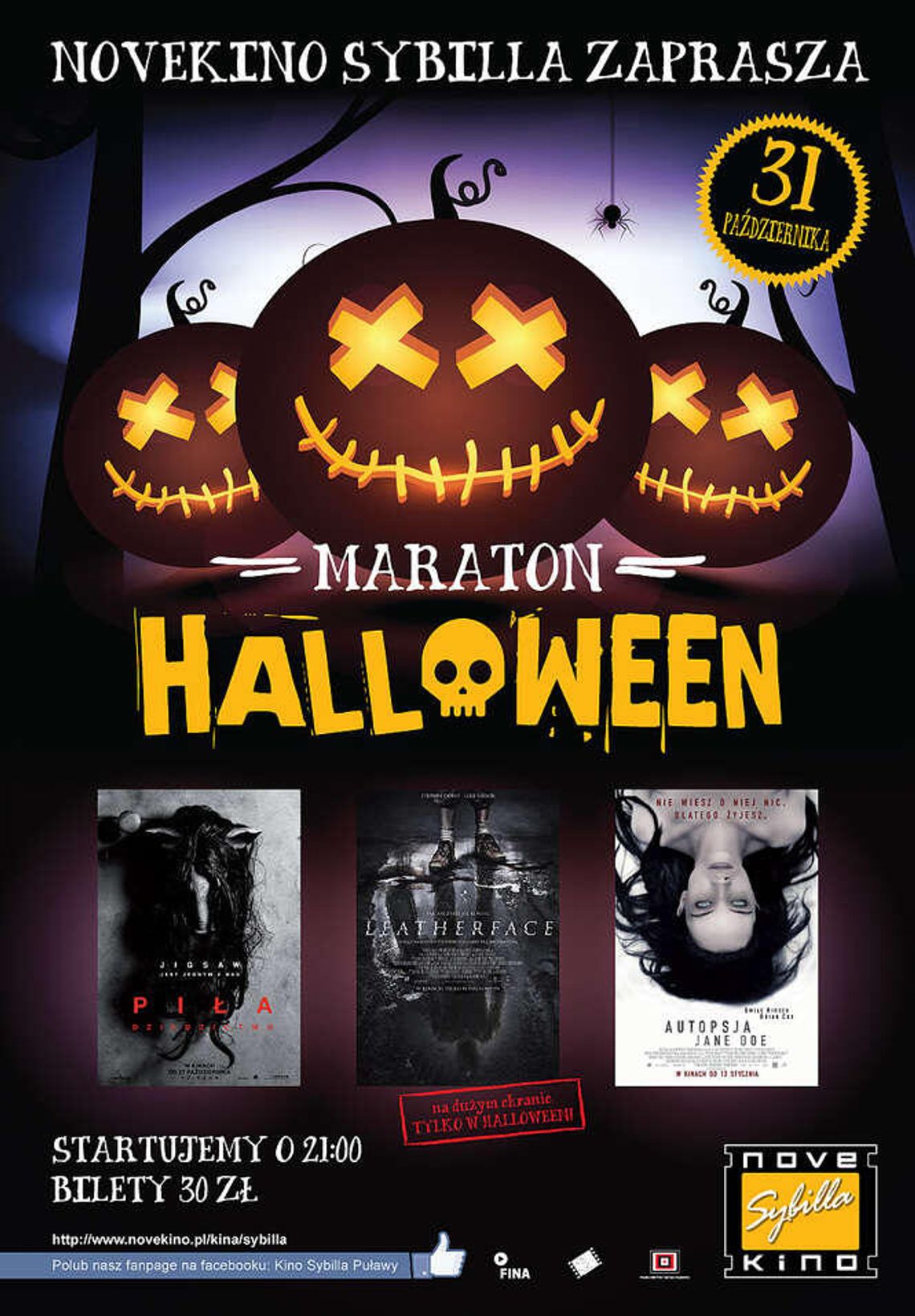 Maraton Halloween w kinie Sybilla w Puławach