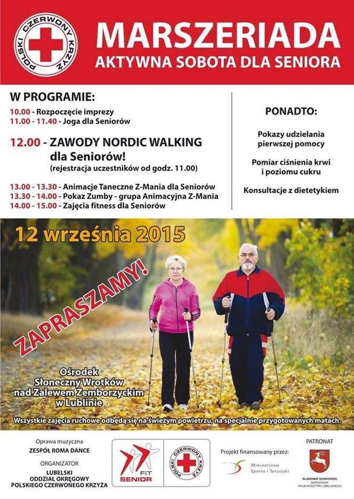 Marszeriada dla seniorów nad Zalewem Zemborzyckim