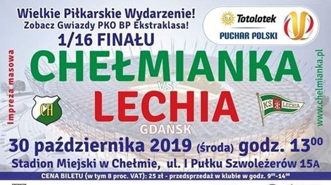 Mecz Chełmianka - Lechia Gdańsk pół godziny wcześniej