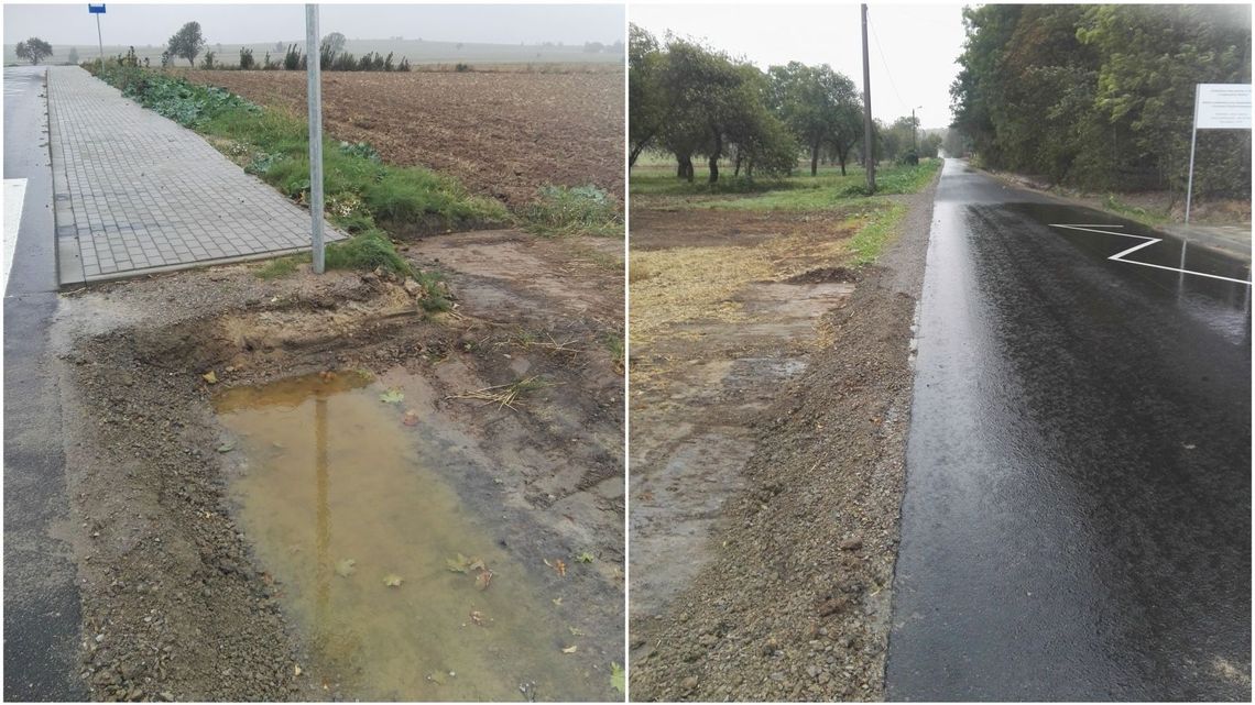 Mężczyźni rozkopali pobocze wyremontowanej drogi. Wezwano policję