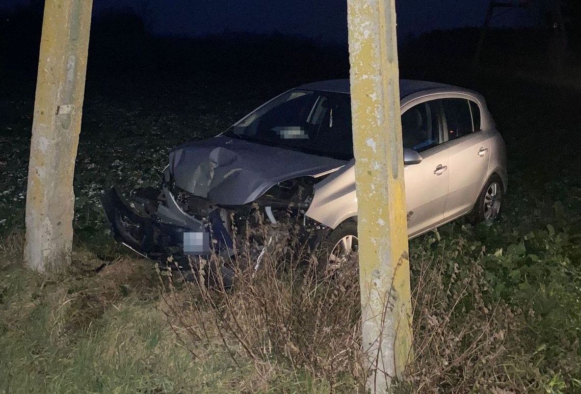 Młoda kierująca zakończyła jazdę na słupie