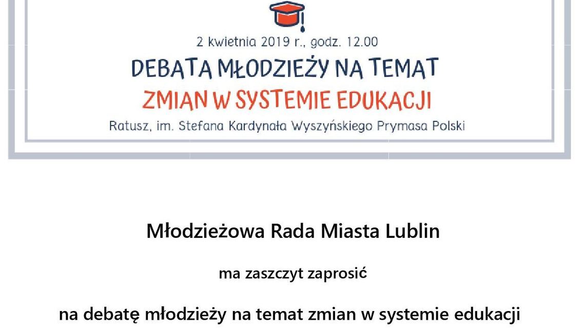 Młodzieżowa Rada Miasta zaprasza na debatę w sprawie zmian w systemie edukacji