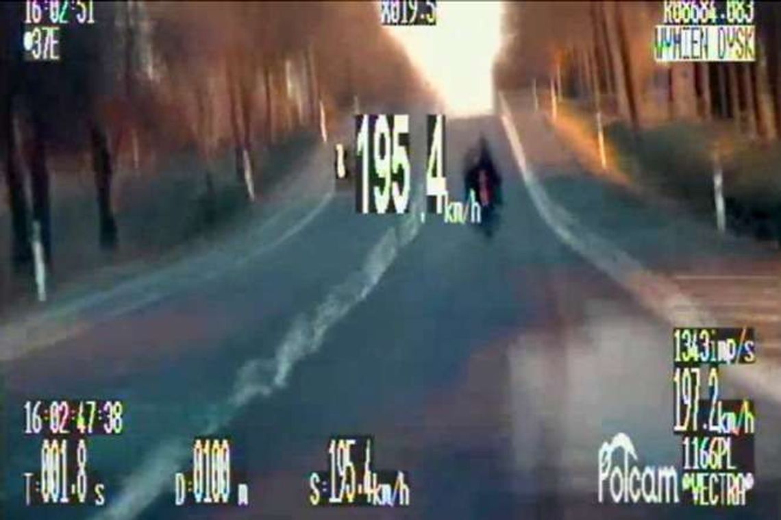 Motocyklista jechał prawie 200 km/h. Nagranie z wideorejestratora