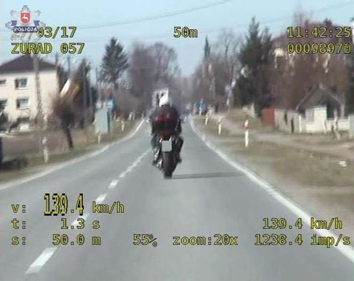 Motocyklista przesadził z prędkością, stracił prawo jazdy Motocyklista przesadził z prędkością, stracił prawo jazdy
