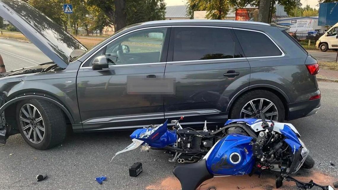 Motocyklista spadł kilkanaście metrów dalej