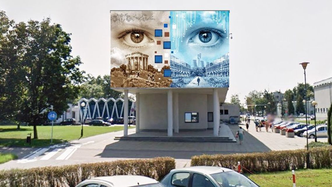 Murale w Puławach wybrane. Wielkie oczy z Ratusza