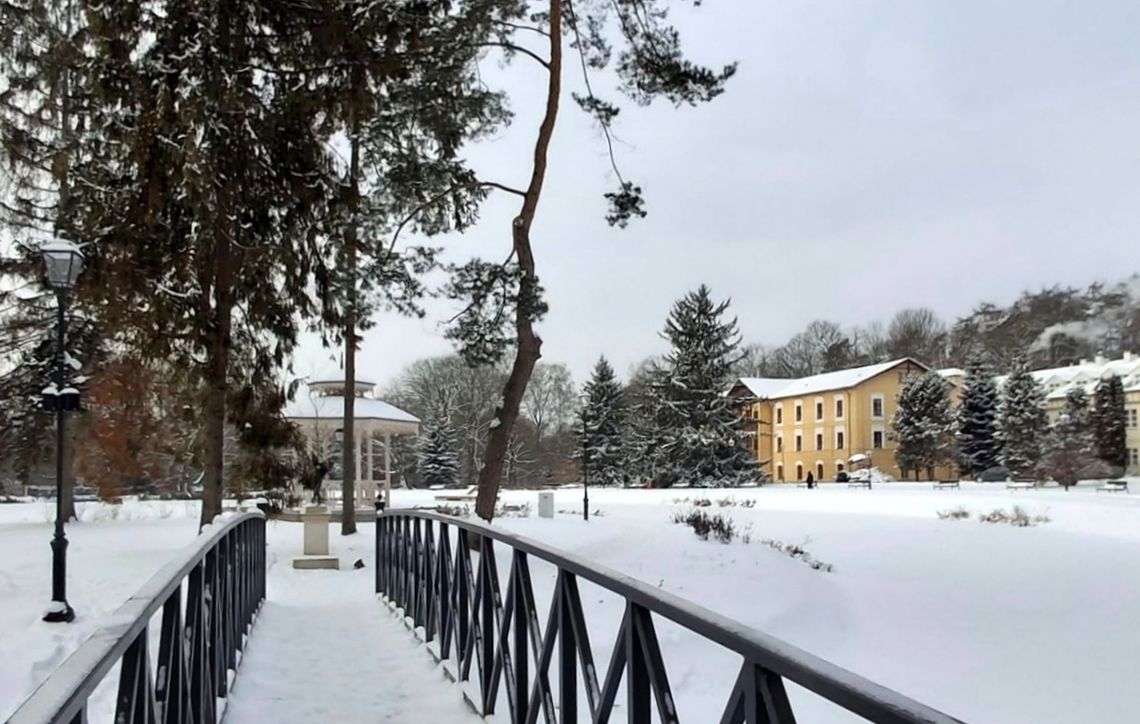 Park Zdrojowy w Nałęczowie, zimą