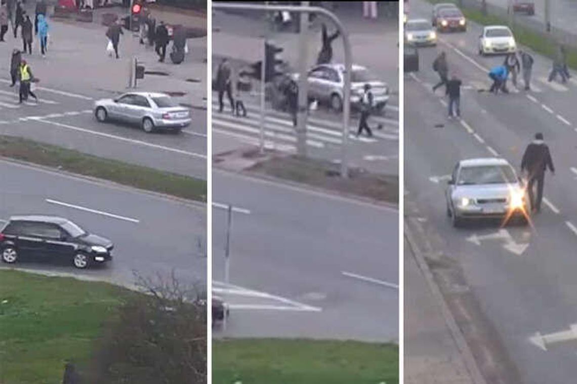 Nagranie z wypadku na al. Tysiąclecia. Pijany kierowca wjeżdża w pieszych (drastyczny film)