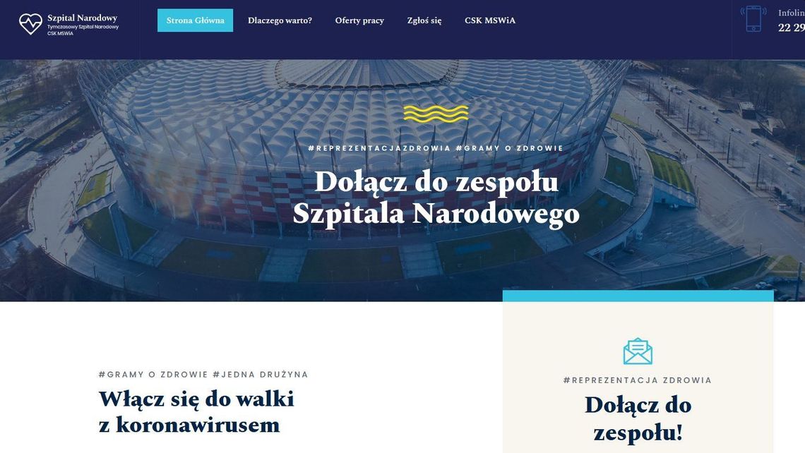 „Nie boisz się nowych wyzwań?”. Tak szukają lekarzy do szpitala na Stadionie Narodowym