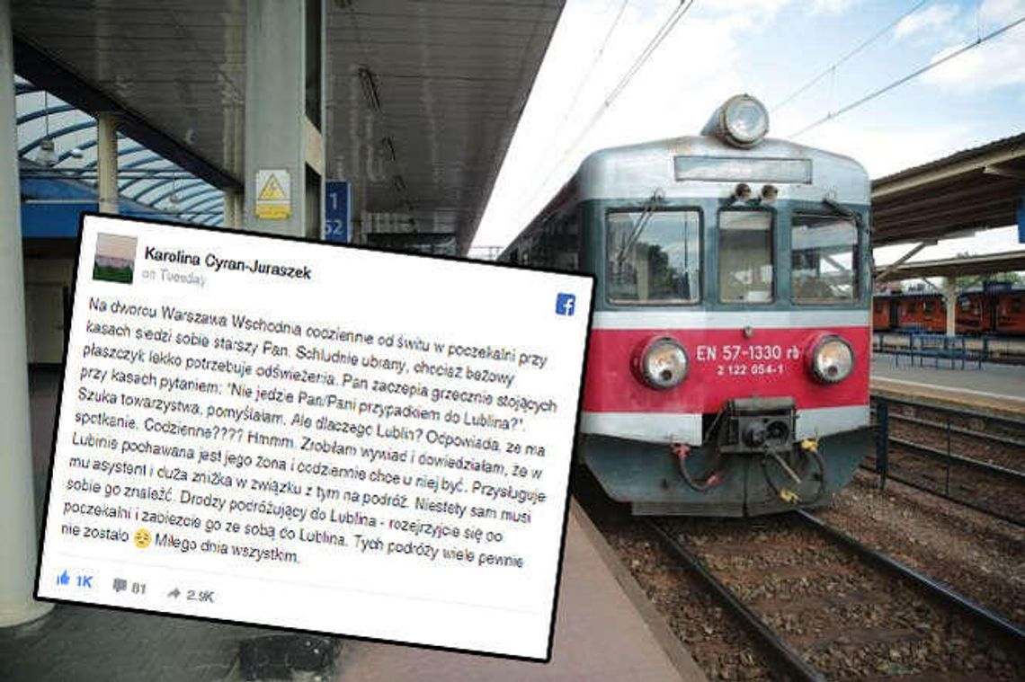 "Nie jedzie Pani przypadkiem do Lublina?". Już wiadomo kim jest starszy pan z dworca