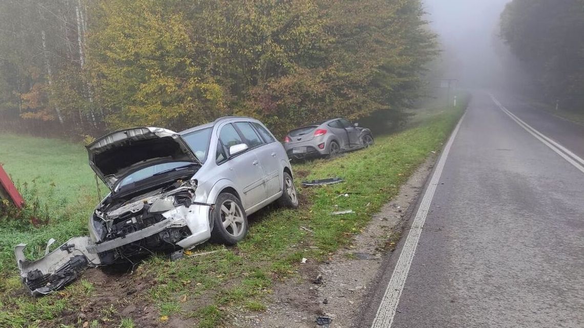 Nie zatrzymał się przed znakiem stop. Spowodował kolizję