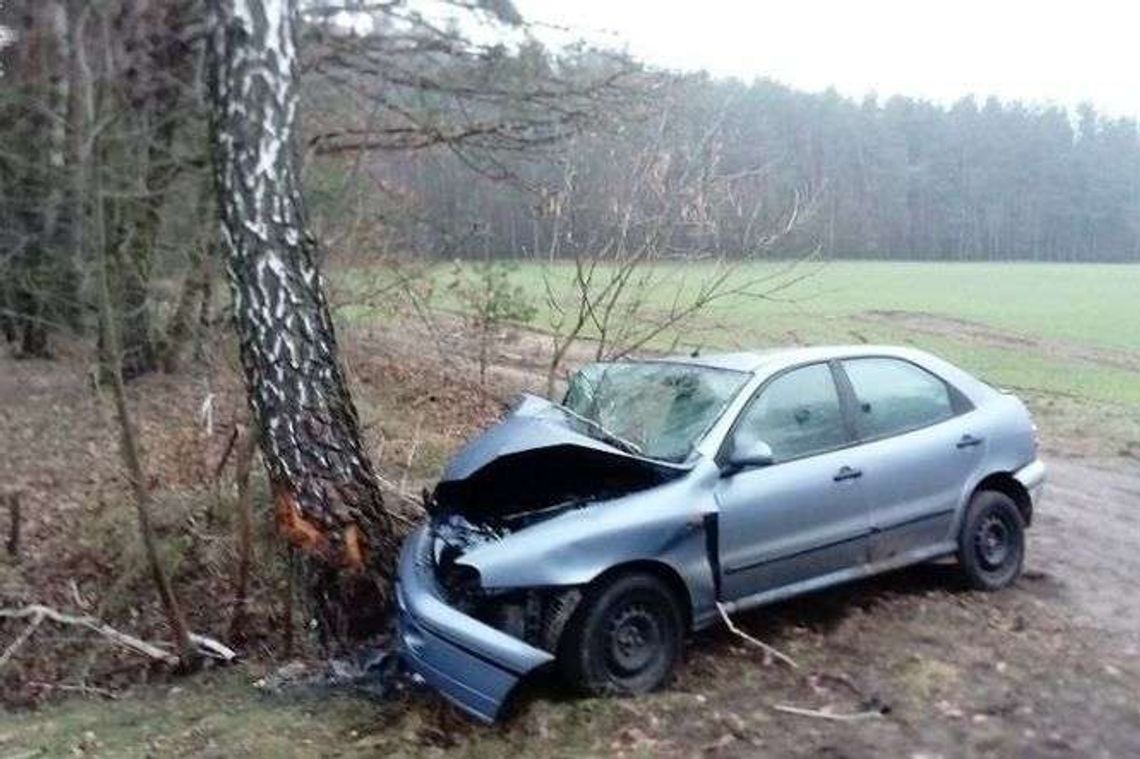 Nie zatrzymała się na "stopie". Wjechała w drzewo 
