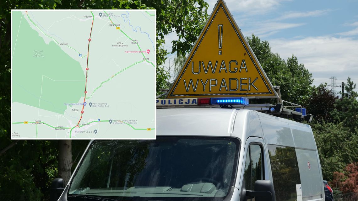 Niebezpiecznie na drogach regionu. Duży korek po wypadku na drodze krajowej nr 19