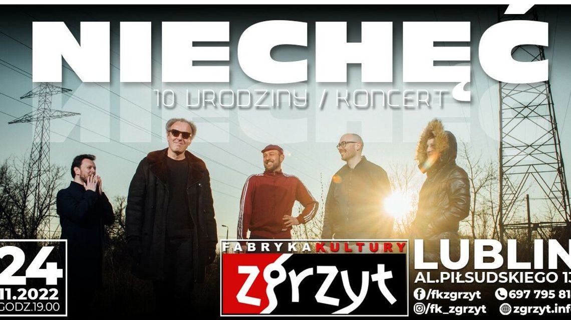 Niechęć zagra w Lublinie. Jubileusz zespołu w Fabryce Kultury Zgrzyt