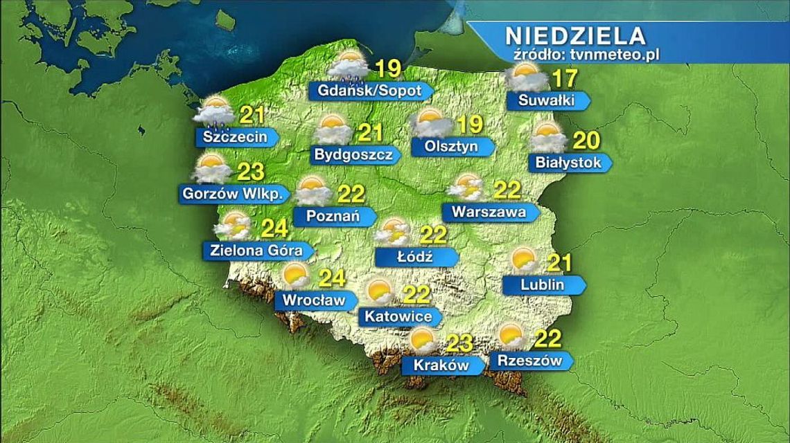 Niedziela słoneczna i ciepła. W kolejnych dniach też letnie temperatury