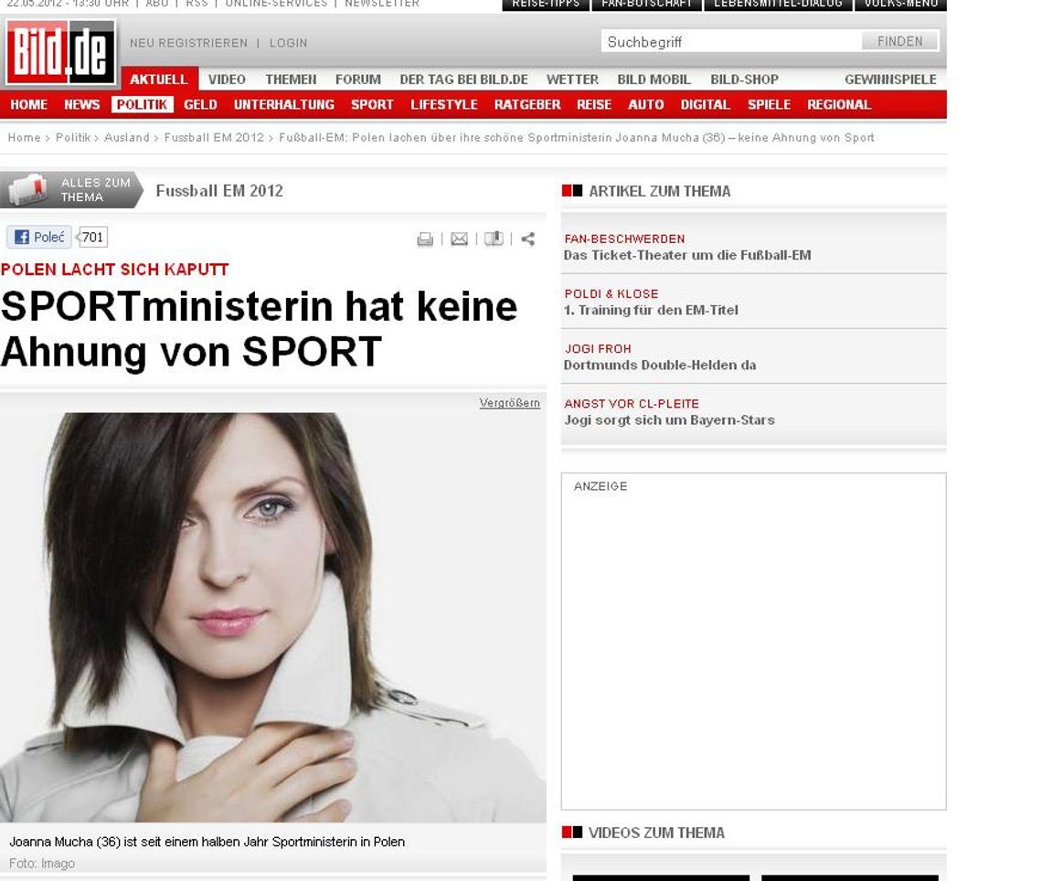 Niemiecki tabloid Bild kpi z Joanny Muchy