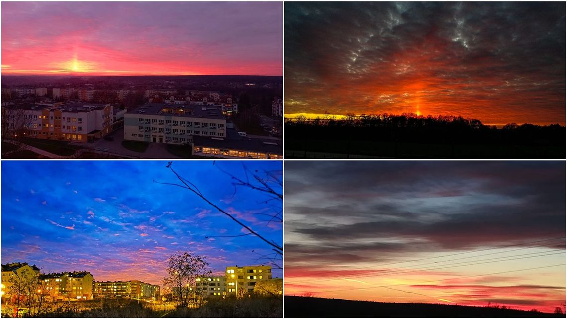 Niezwykłe zjawisko optyczne na niebie - filar słoneczny. Wasze zdjęcia