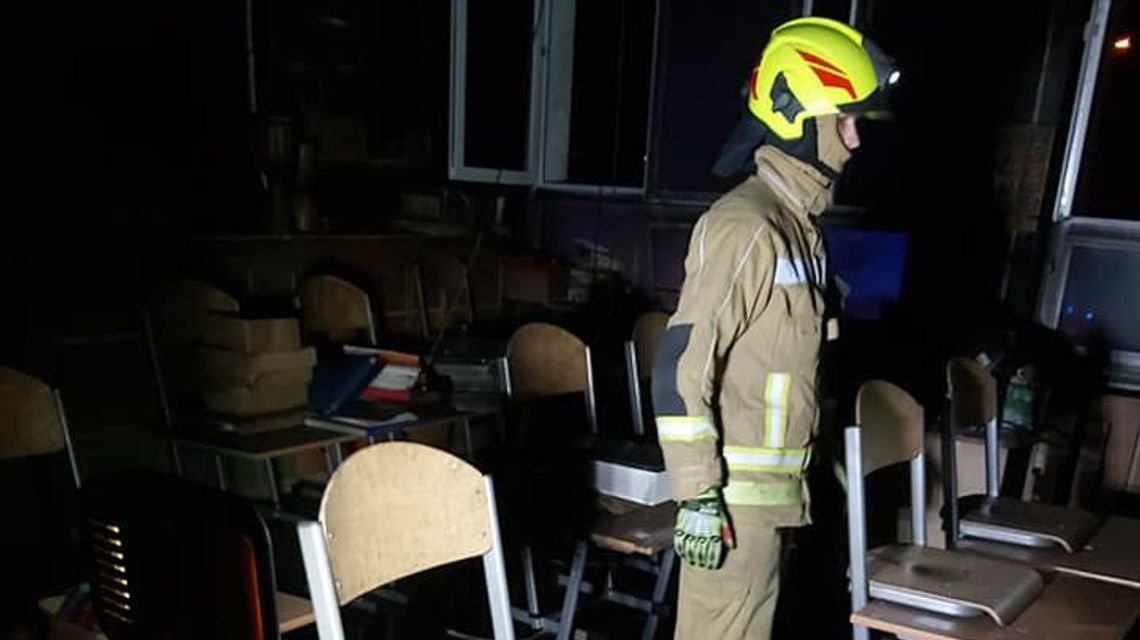 Nocny pożar w szkole. Paliło się w jednej z klas