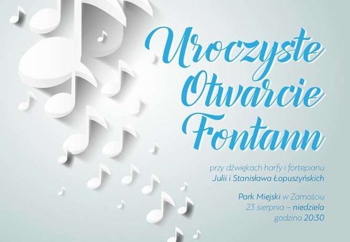 Nowe fontanny w Zamościu. Podczas otwarcia spektakl wodny