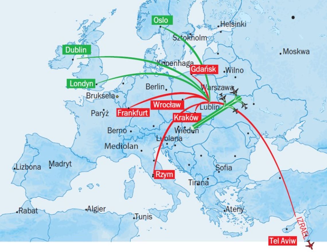 Nowe kierunki z lotniska Lublin: Rzym, Frankfurt, Tel Aviw, Wrocław, Gdańsk