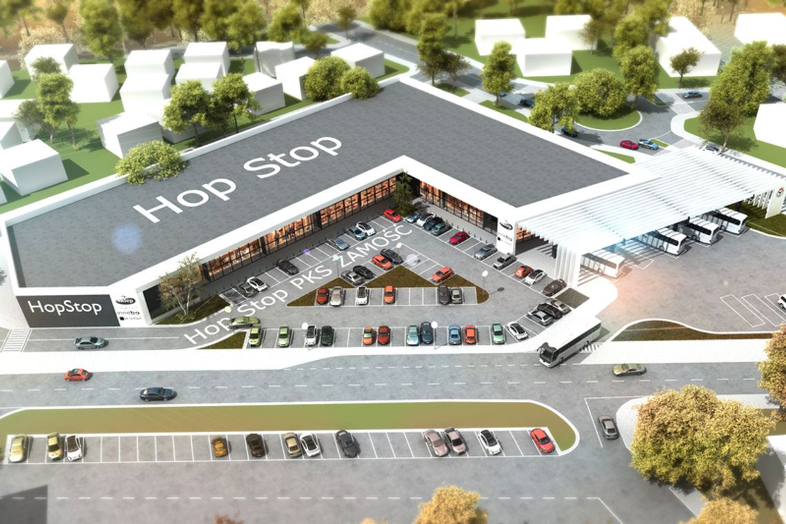 Nowy dworzec i sklepy w Zamościu