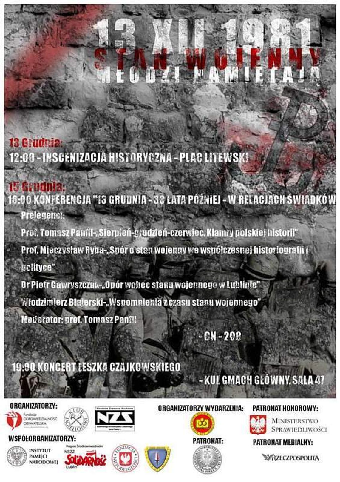Obchody rocznicy stanu wojennego w Lublinie. Będzie inscenizacja historyczna