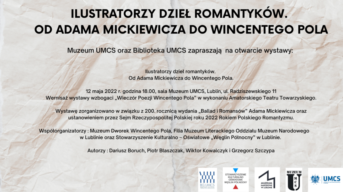 "Od Adama Mickiewicza do Wincentego Pola" - wystawa ilustracji w Muzeum UMCS "Od Adama Mickiewicza do Wincentego Pola" - wystawa ilustracji w Muzeum UMCS