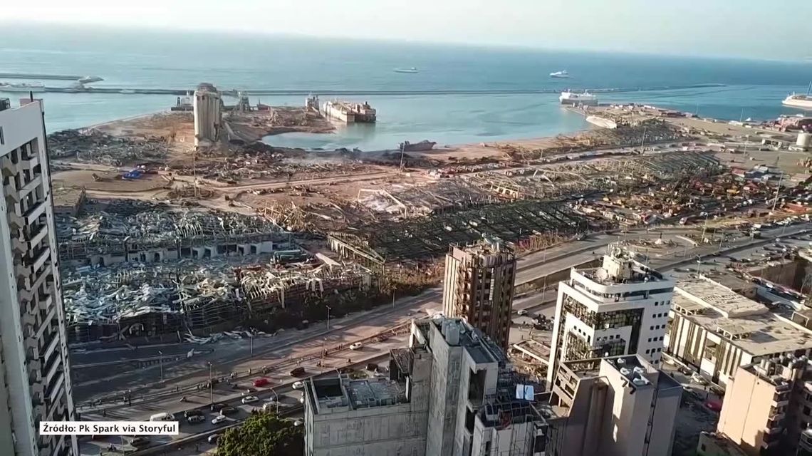 Ogromna skala zniszczeń po wybuchu w Bejrucie. Nagranie z drona