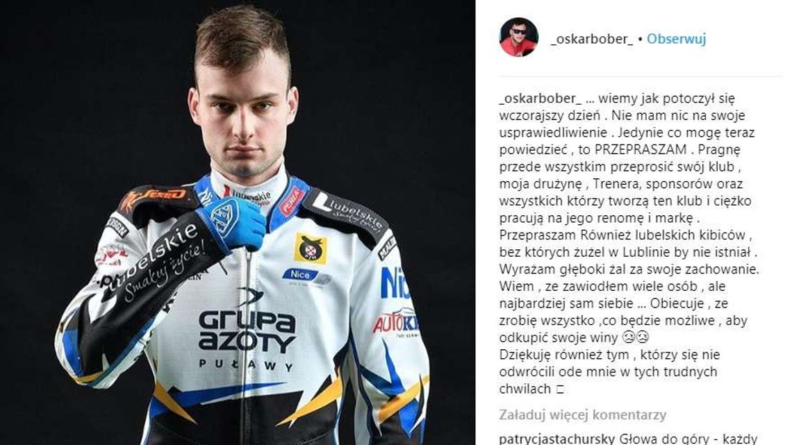 Oskar Bober przeprasza na Instagramie. "Nie mam nic na swoje usprawiedliwienie" Oskar Bober przeprasza na Instagramie. "Nie mam nic na swoje usprawiedliwienie"