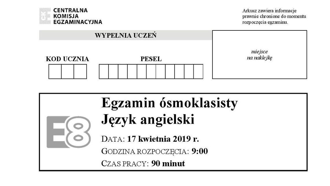 Ostatni dzień egzaminu ósmoklasisty. Są już arkusze CKE z angielskiego