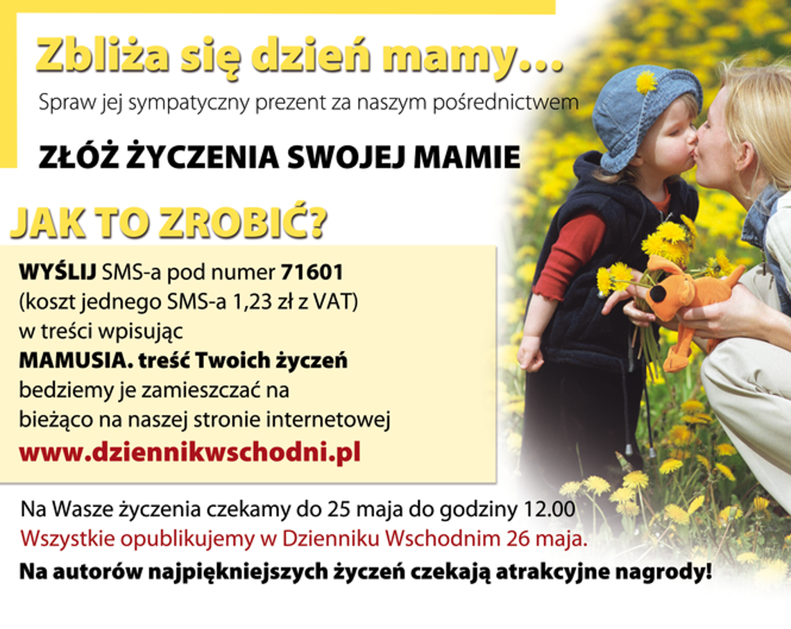 Ostatnia chwila na złożenie w gazecie życzeń na Dzień Matki! Ostatnia chwila na złożenie w gazecie życzeń na Dzień Matki!