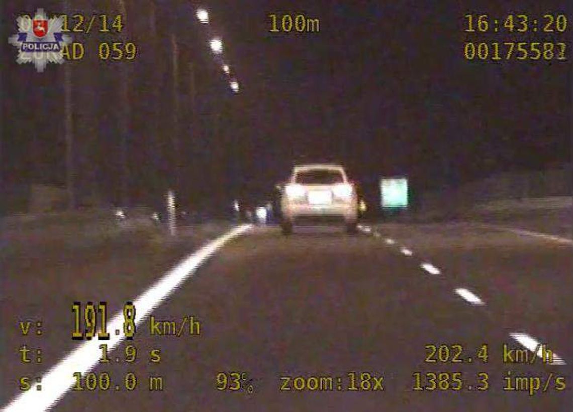 Pędził ponad 200 km na godzinę, wyprzedził policję