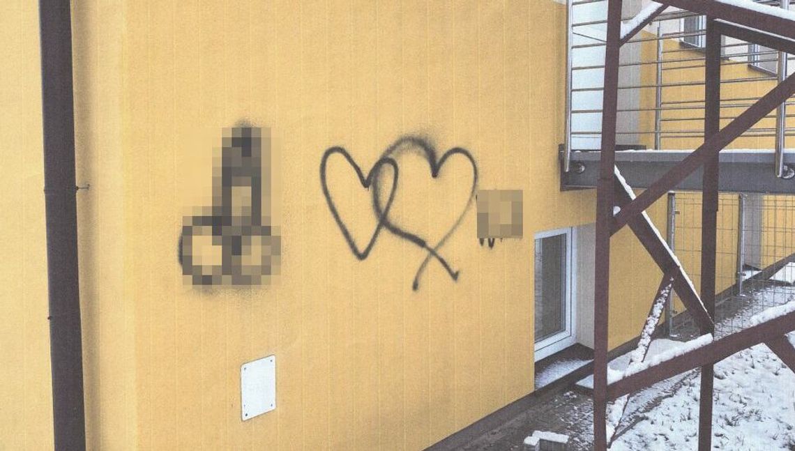 Penis i serca na elewacji świetlicy. Dotarli do nastolatki