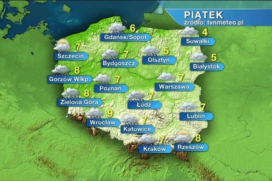 Piątek pochmurny i z opadami. 7 stopni w Lubelskiem Piątek pochmurny i z opadami. 7 stopni w Lubelskiem