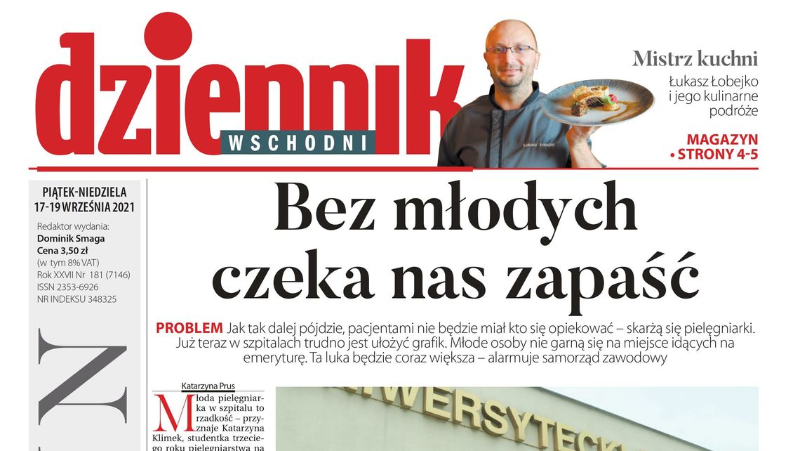 Pierwsza strona Dziennika w piątek 17 września