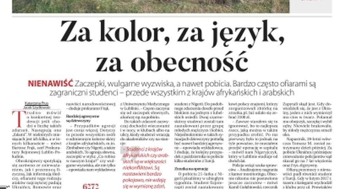 Pierwsza strona Dziennika Wschodniego 06.11.2019