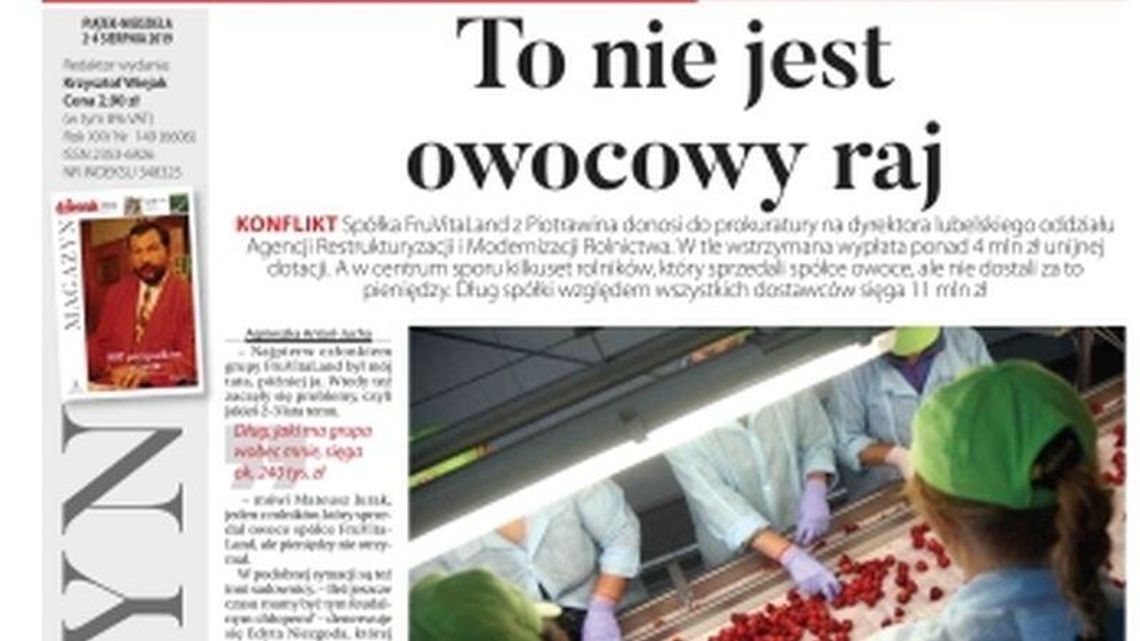 Pierwsza strona Dziennika Wschodniego 1.08.2019