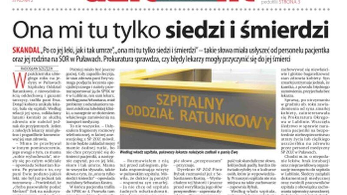 Pierwsza strona Dziennika Wschodniego 16 stycznia 2019