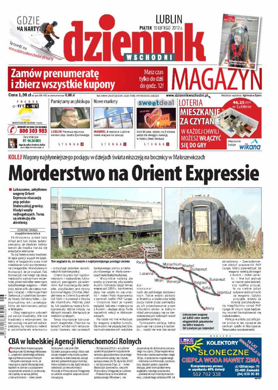 Pierwsza strona Dziennika Wschodniego