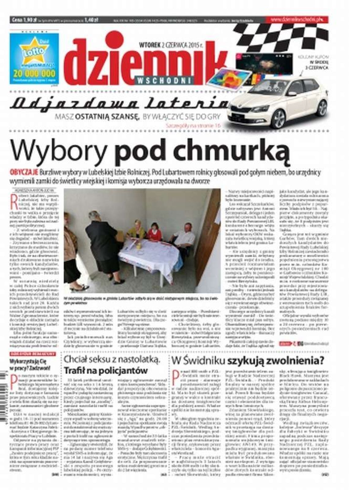 Pierwsza strona Dziennika Wschodniego