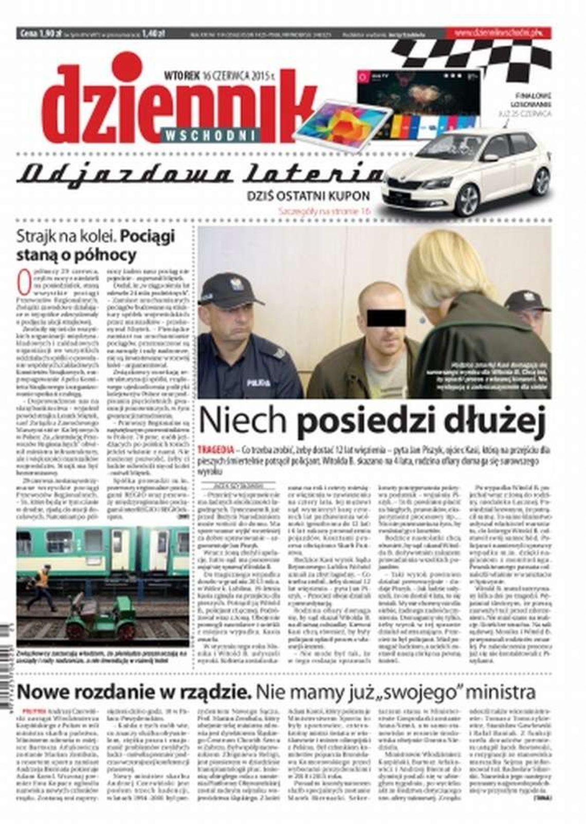 Pierwsza strona Dziennika Wschodniego