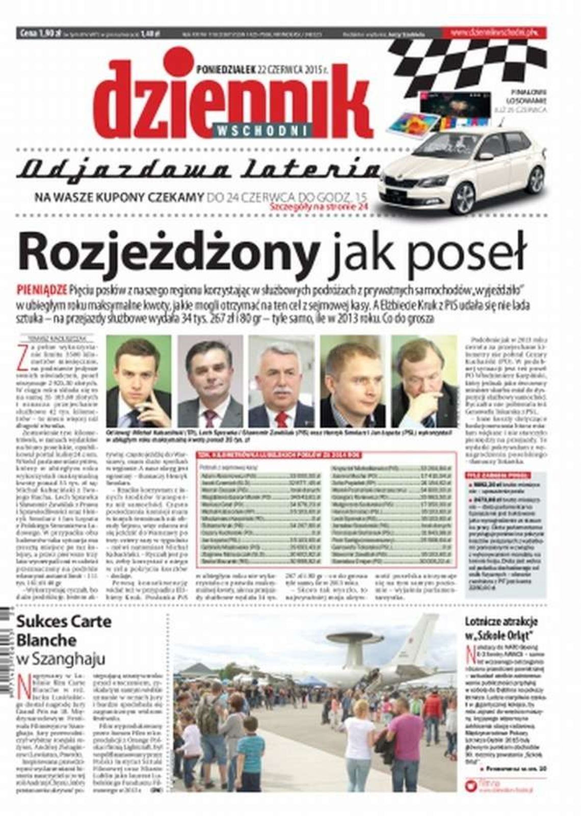 Pierwsza strona Dziennika Wschodniego