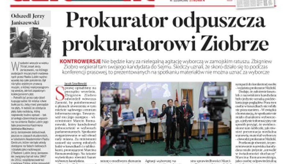 Pierwsza strona Dziennika Wschodniego 18.11.2019