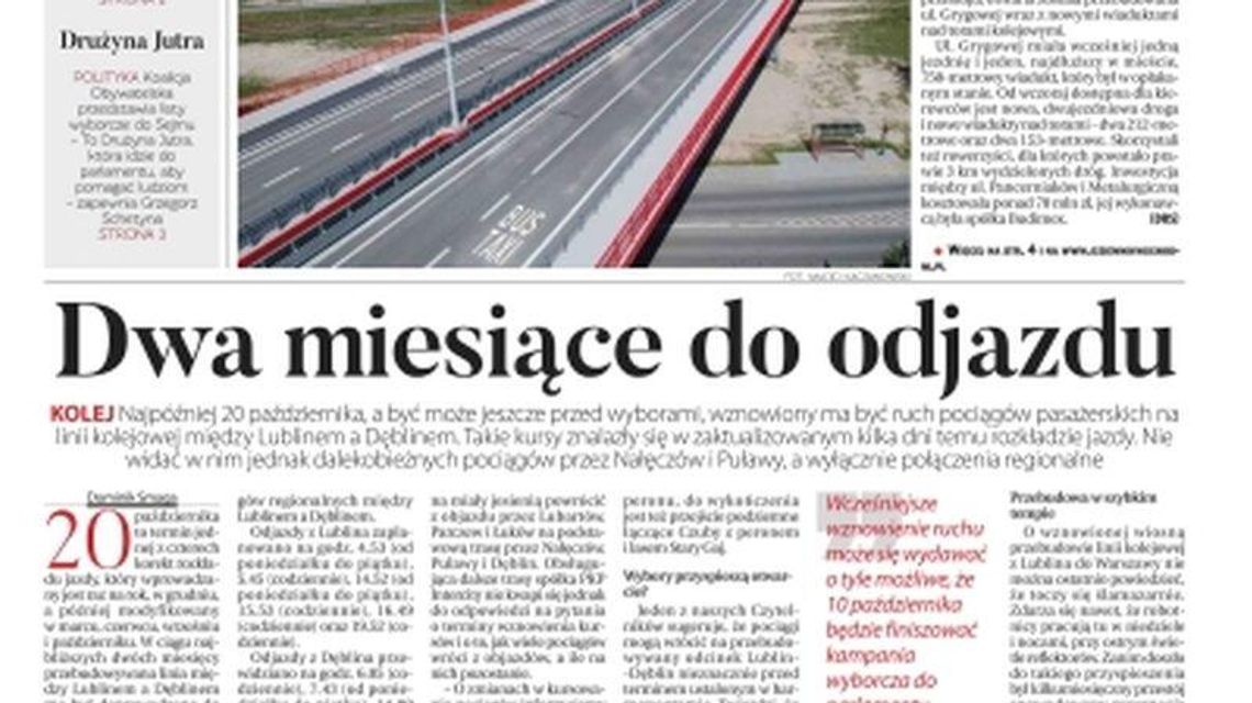 Pierwsza strona Dziennika Wschodniego 20.08.2019