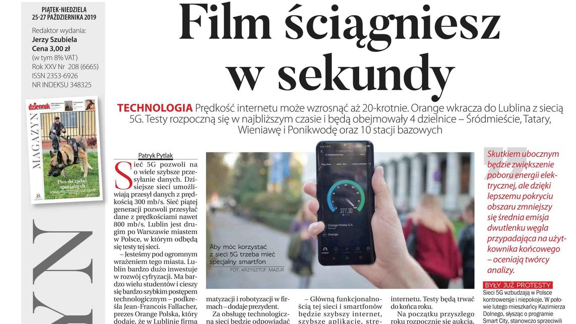 Pierwsza strona Dziennika Wschodniego 25.10.2019