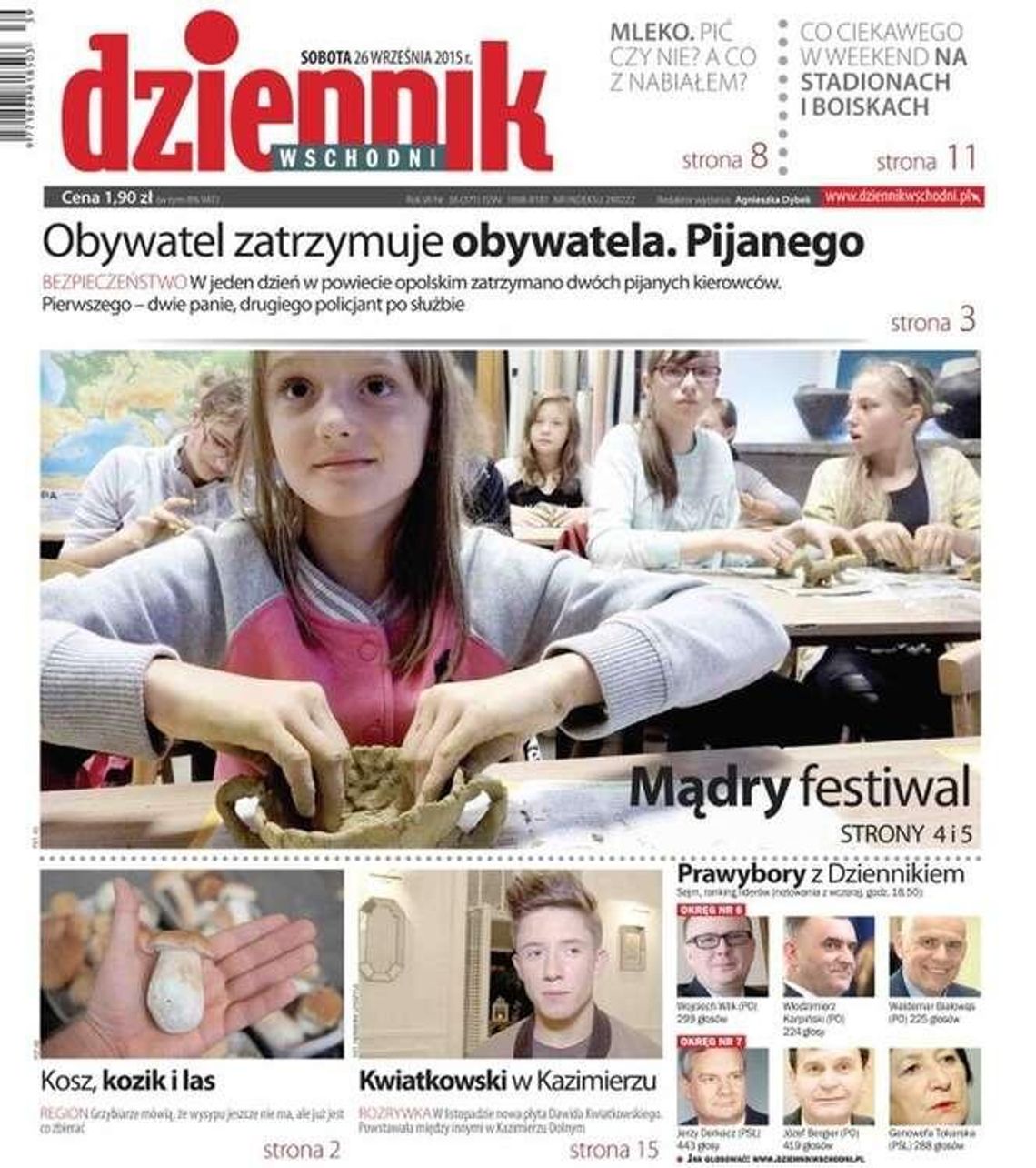 Pierwsza strona Dziennika Wschodniego (26 września)