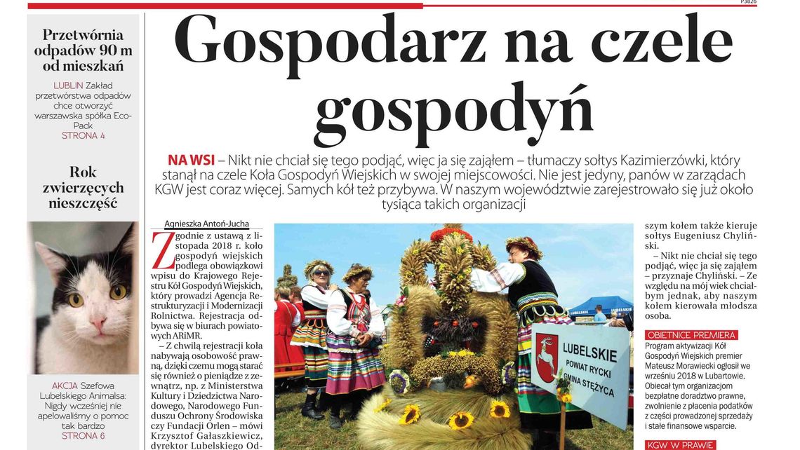 Pierwsza strona Dziennika Wschodniego 29.08.2019