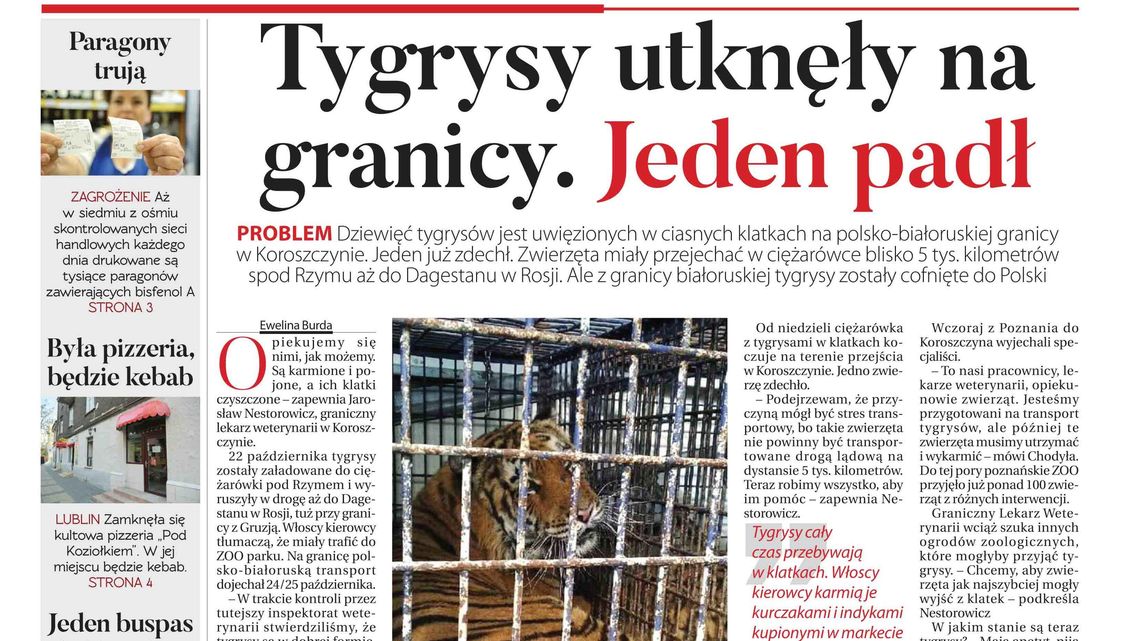 Pierwsza strona Dziennika Wschodniego 30.10.2019