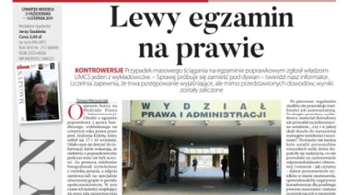 Pierwsza strona Dziennika Wschodniego 31.10.2019